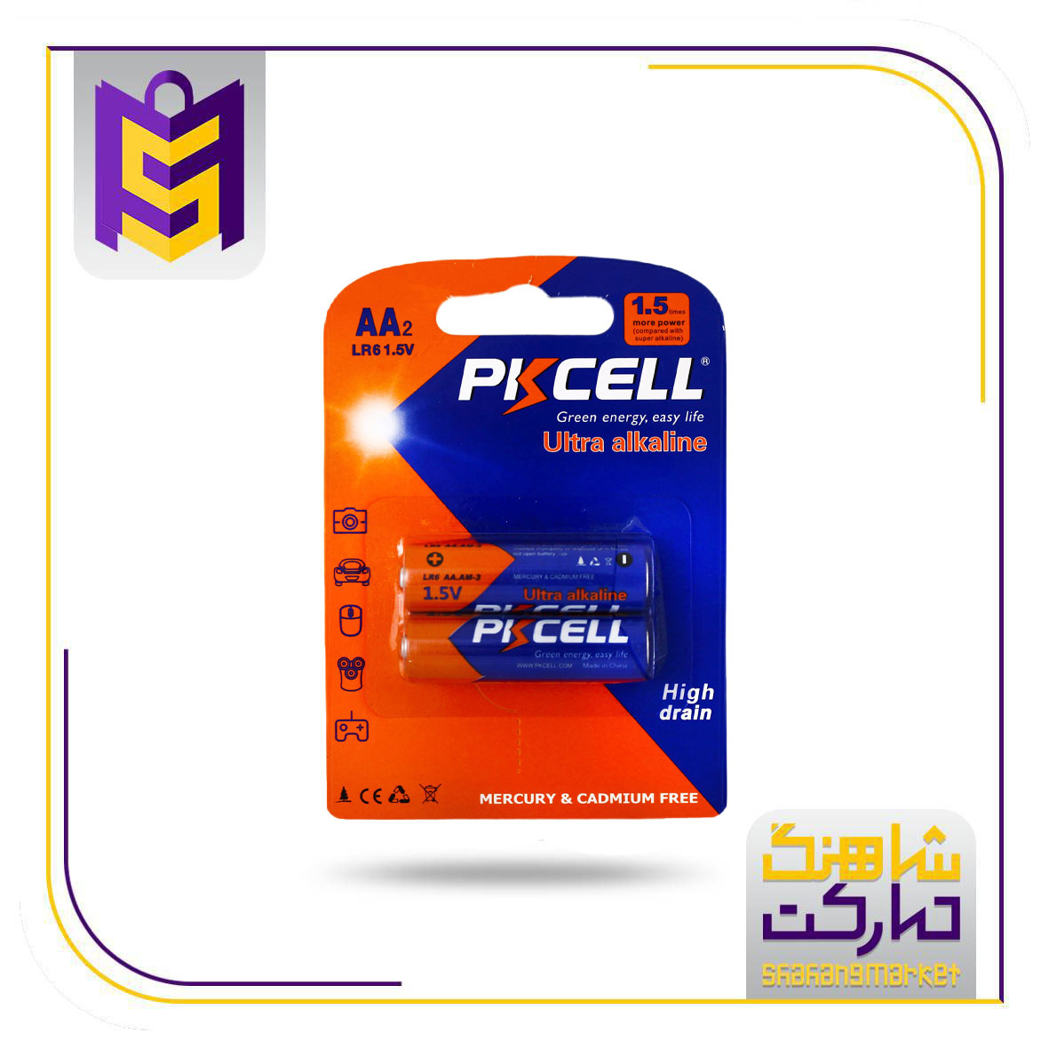 باتری نیم قلمی کارتی 2ع اولتراآلکالین PKCELL