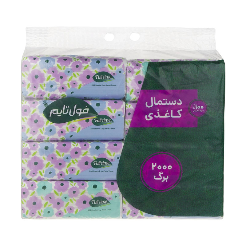 دستمال کاغذی 500 برگی فول تایم 8عددی